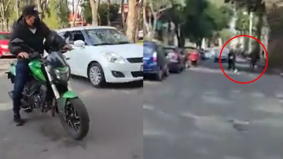 El valiente vecino se encontraba paseando a su perro cuando se percató del intento de robo de la motocicleta en la zona de Coapa. (Fuente: Twitter/@MrElDiablo8)
