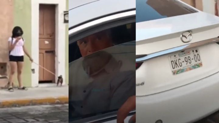 VIDEO Hombre sigue en su auto a joven que camina por la calle en Campeche
