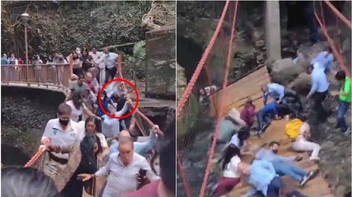 [VIDEO] Con todo y funcionarios se desploma puente en Cuernavaca