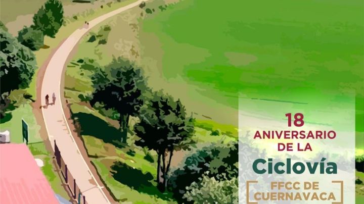 Rodada en la ciclovía de Ferrocarril de Cuernavaca este 17 de julio, celebra sus 18 años
