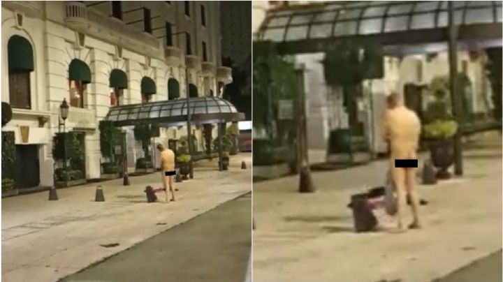 [VIDEO] Captan a hombre desnudo sobre Paseo de la Reforma en CDMX