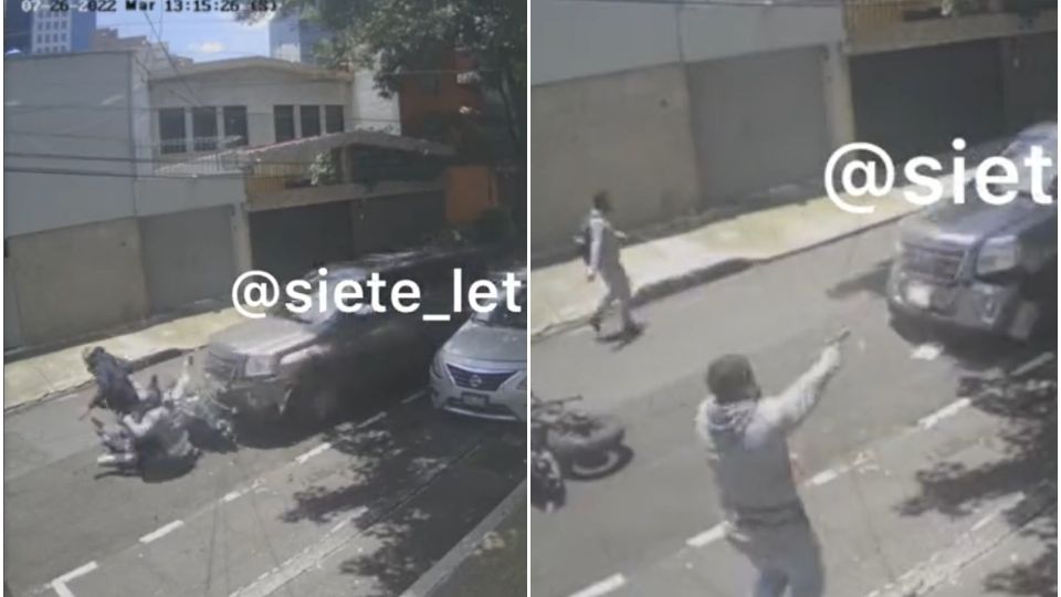 La víctima del robo arrolló en dos ocasiones a los presuntos culpables del asalto dentro de la colonia San José Insurgentes. (Fuente: Twitter/@siete_letras)
