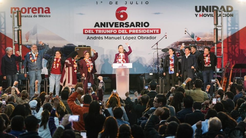 Sheinbaum celebra 6° aniversario del triunfo de AMLO en las elecciones del 2018.