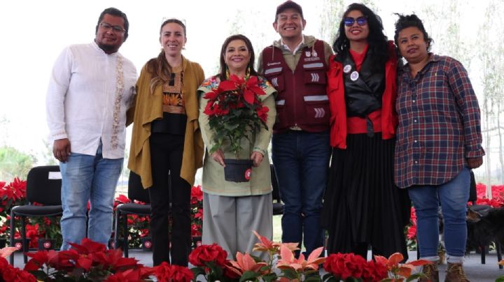 ¡Empieza la temporada 2025 de venta de Nochebuenas! Clara Brugada encabeza evento en Xochimilco