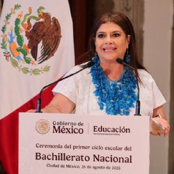 Clara Brugada acompaña a Sheinbaum en arranque del primer ciclo escolar del Bachillerato Nacional